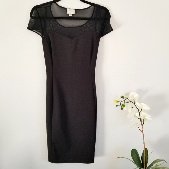 eci new york Dresses & Skirts - Bodycon Mesh Bodice Little Black Dress